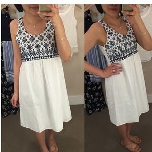 Loft Sleeveless Embroidered Linen Cotton Dress